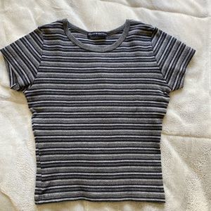 grey, black, and white striped brandy melville tee